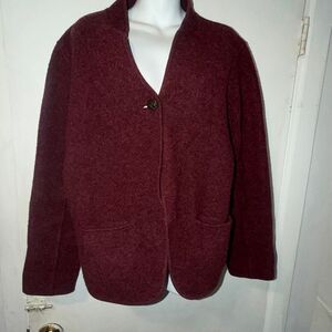 EILEEN FISHER Maroon Wool Blend 1 Button Jacket-L